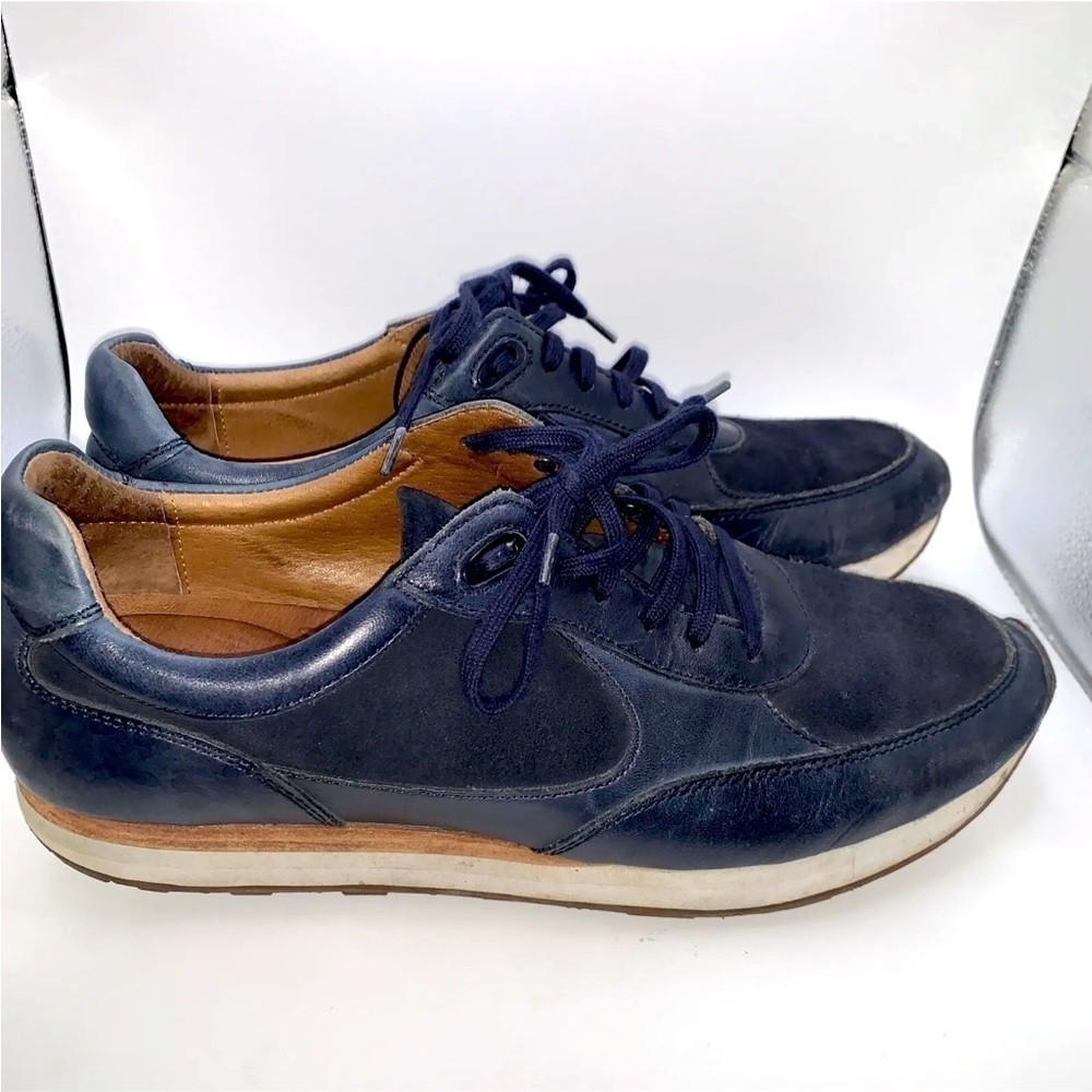 Johnston & Murphy Malek Casual Sneakers Navy Blue Calkskin/ Suede US 8.5D